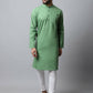 Even Apparels Green Color Pure Cotton Men's Kurta With Band Collar (SLD073) | Swadesiicart