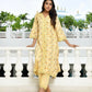 Vaasva Women's Yellow Cotton Printed Kurta Pant Set | Swadesiicart