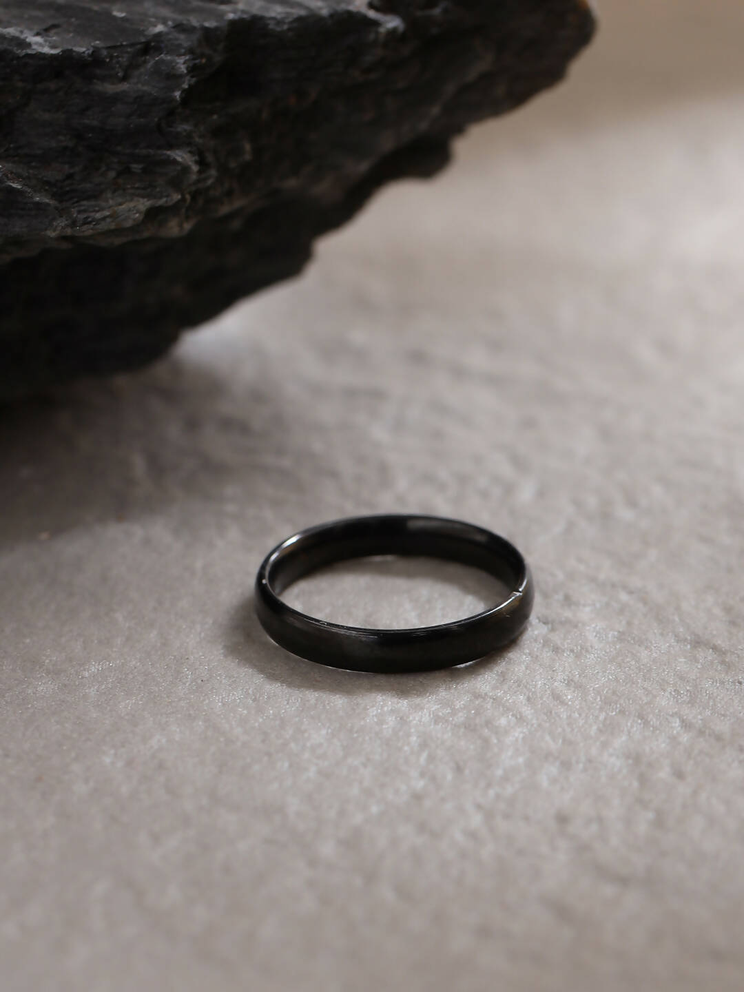NVR Men's Black Stainless Steel Finger Ring - Swadesiicart
