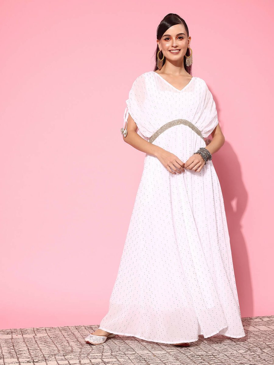 Ahalyaa Women's Traditional wear Ethnic Dress - White | Swadesiicart