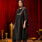 BulBul Black Ajrakh Print Chanderi Silk Kurta Set with Dupatta - Swadesiicart