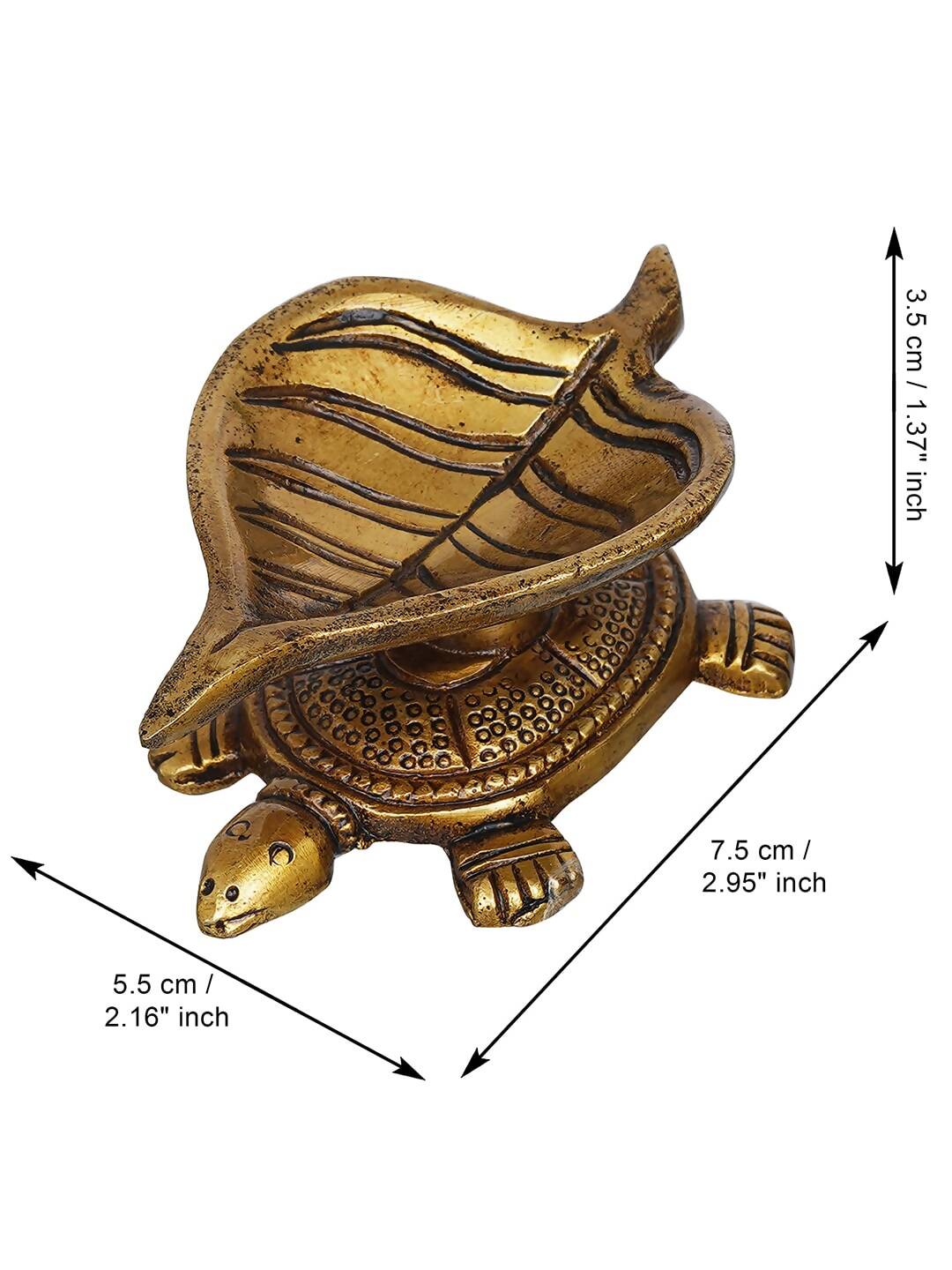 eCraftIndia 4 Pieces Beige Tortoise Statue Leaf Design Diyas | Swadesiicart