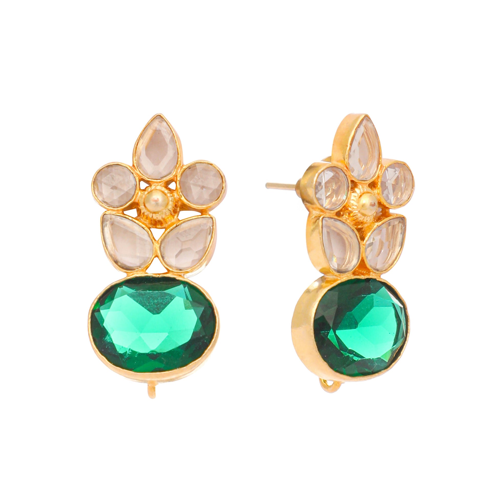 Nuyug 22K Gold Plated Verdant Bloom Studs | Swadesiicart