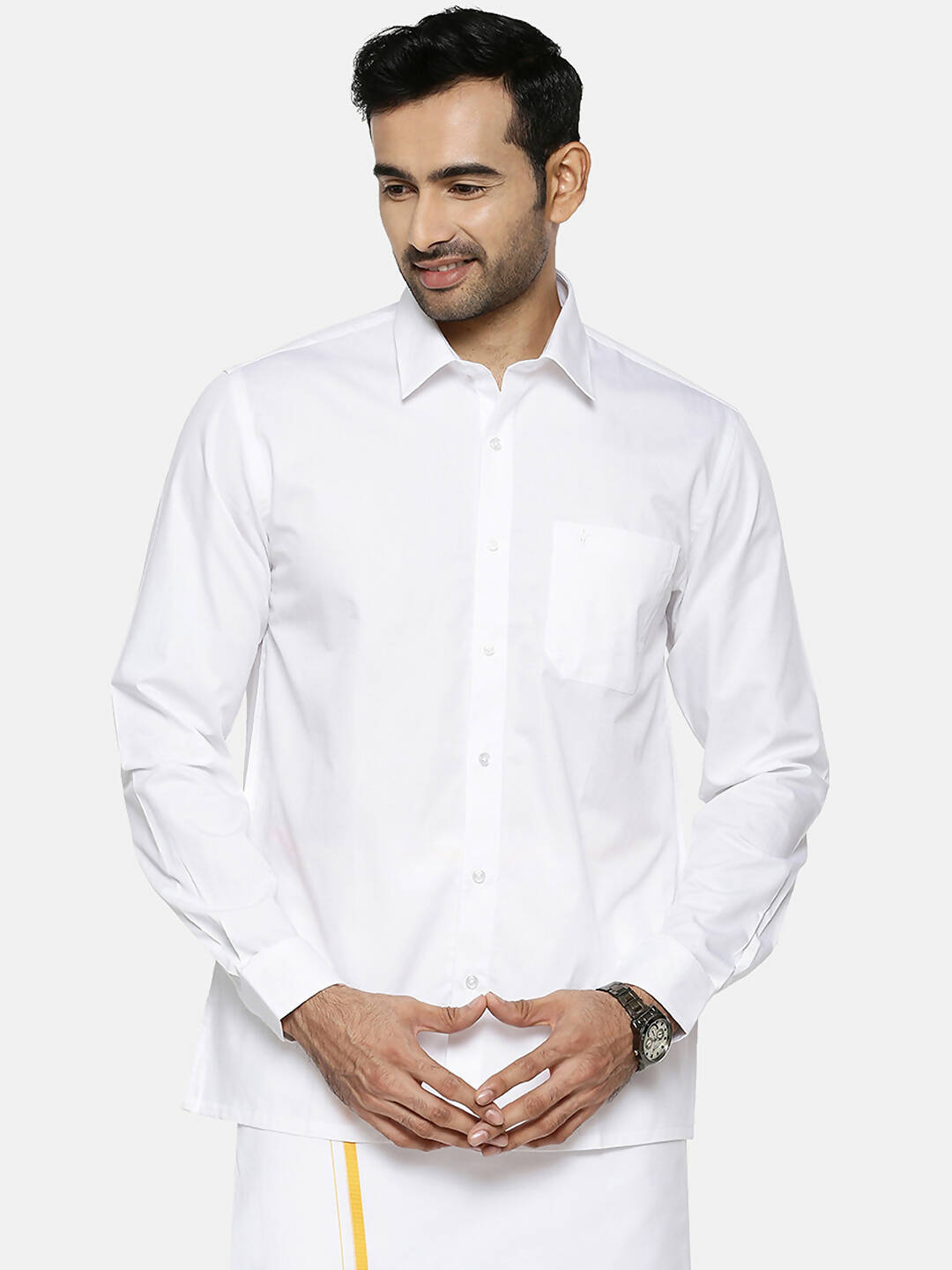 Ramraj Cotton Mens Full Sleeve White Shirt Plus Size | Swadesiicart