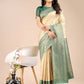 Astita Aura Silk Cream Green Banarasi Silk Saree | Swadesiicart