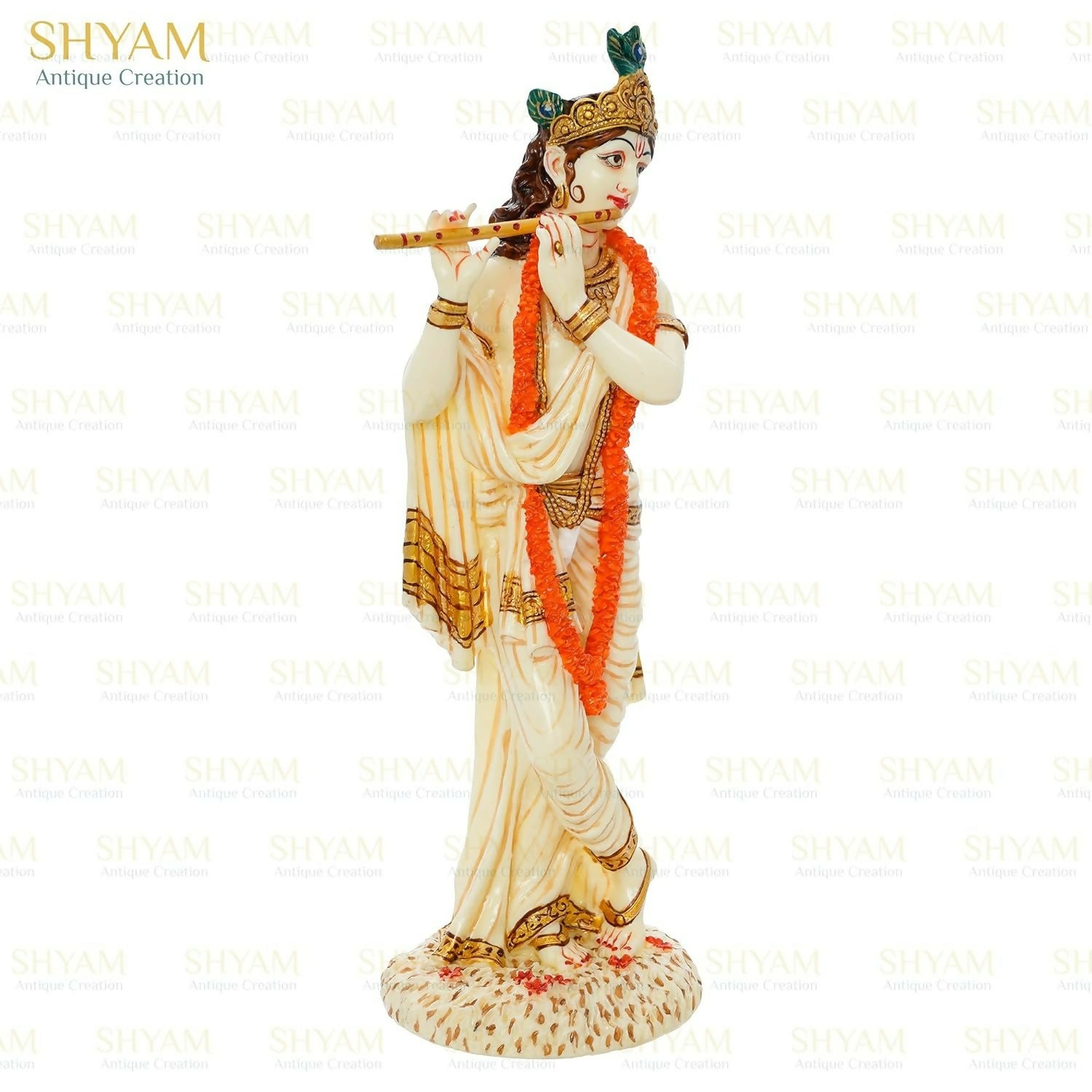 Shyam Antique Creation Lord shri Krishna Playing Flute Standing kanha Idol - Swadesiicart