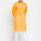 Even Apparels Men's Pure Cotton Kurta With Band Collar in Yellow Color | Swadesiicart