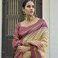 Vishnu Weaves Women's Chiku Handloom Raw Silk Saree with Blouse - Swadesiicart