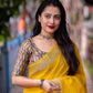 Mustard Linen Sequence Saree with Unstitched Blouse - Hiral Fashion | Swadesiicart