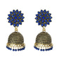 Mominos Fashion Johar Kamal Kundan Work Jhumka With Blue Beads For Women - Mominos Fashion