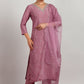 Aavyora Women’s Lavender Embroidered Kurta Set with Dupatta - Swadesiicart