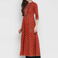 NOZ2TOZ Women's Embroidered & Printed Anarkali Cotton Red Kurta - Swadesiicart