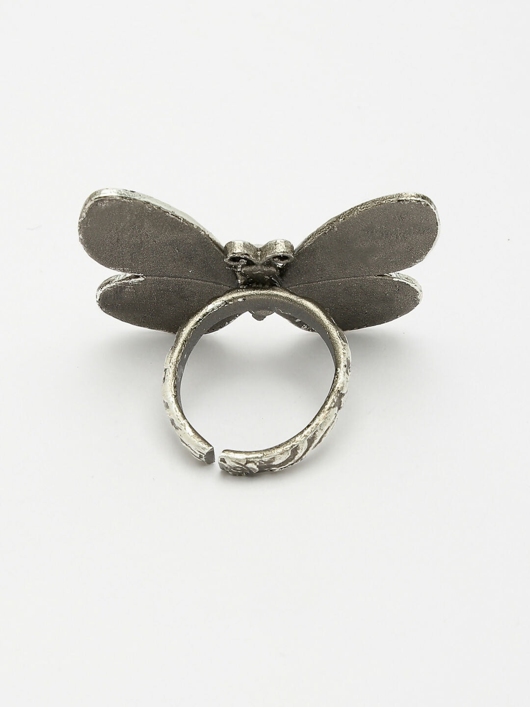NVR Women's Silver-Toned Butterfly Shape Adjustable Finger Ring | Swadesiicart