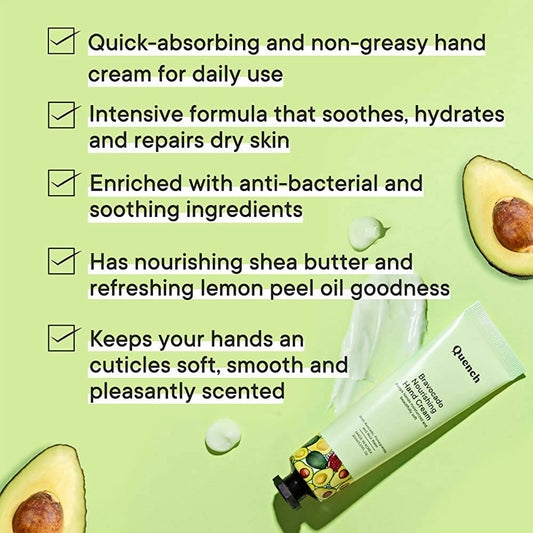 Quench Botanics Bravocado Nourishing Hand Cream With Avocado, Rice Water & Pomegranate, Korean Beauty | Swadesiicart