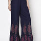 Aniyah Rayon Navy Blue Color Block Print Flared Slip-On Palazzo (AN-216K)