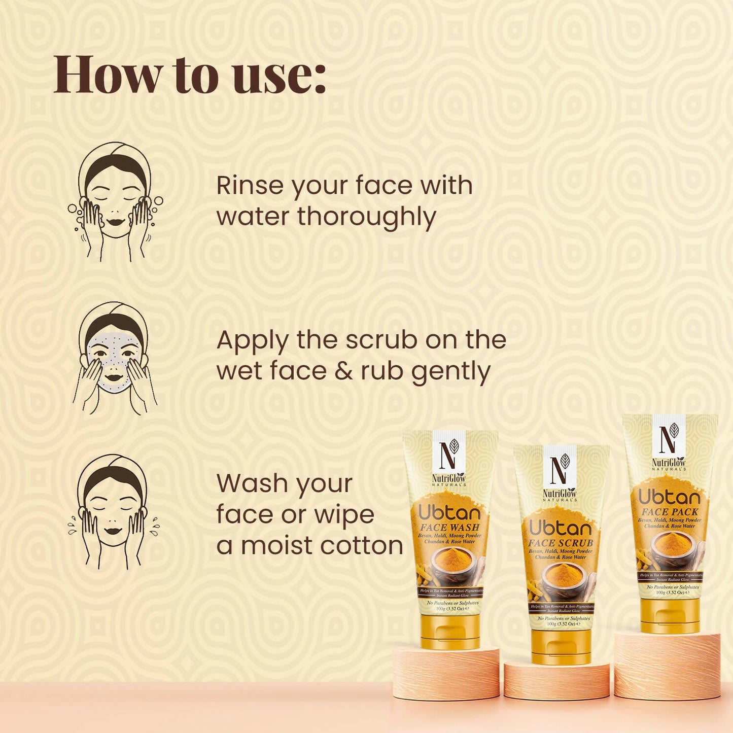 NutriGlow NATURAL'S Ubtan Face & Body Scrub with Besan, Moong Powder - Swadesiicart
