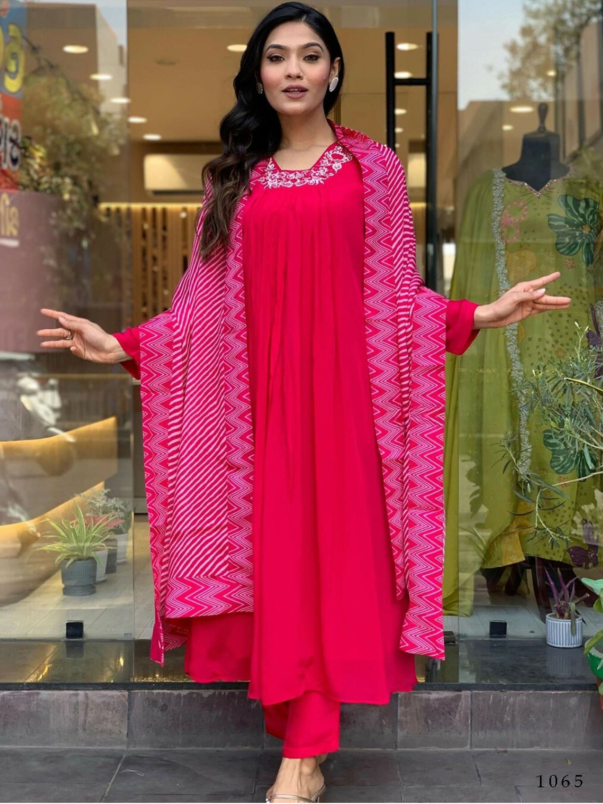 Partywear Designer Viscose Silk With Lining Red Stitched Suit With Dupatta - Tanisha | Swadesiicart