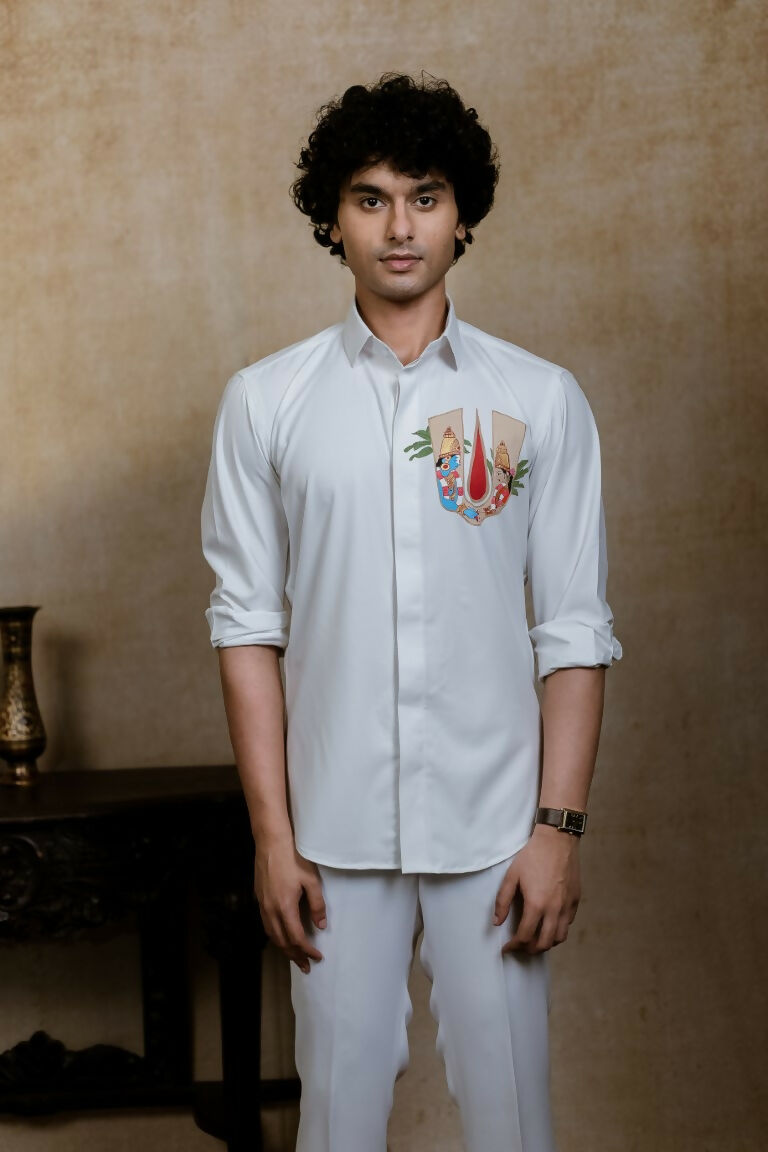 4Way White Chitra Srinivasa Shirt By Hilo Design | Swadesiicart