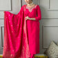 Partywear Designer Viscos Chanderi Red Stitched Suit With Dupatta - Tanisha | Swadesiicart
