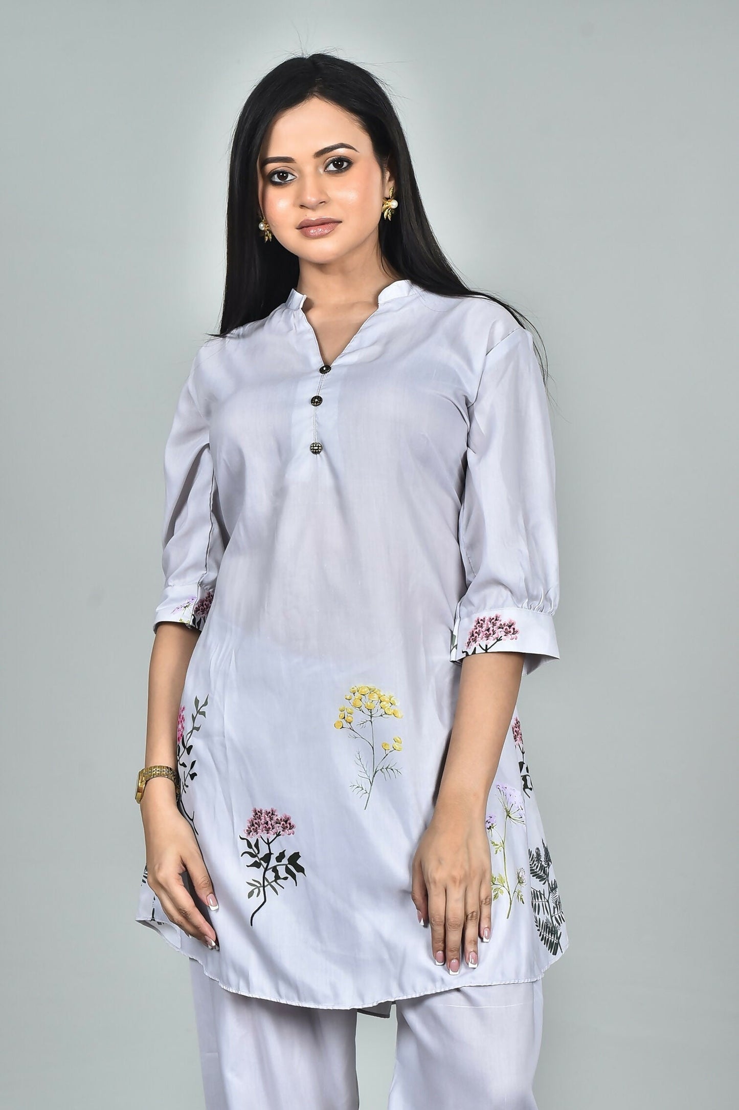 Morchari Digital Print Semi Muslin Co-Ord Set Top & Trouser-Multicolor - Swadesiicart
