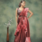 Pink Satin Solid Designer, Printed Party Wear Ready To Wear Saree - Nasreen | Swadesiicart