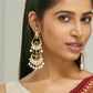 Nuyug 22K Gold-Plated Kundan Studded & Pearl Beaded Layered Chandbalis | Swadesiicart