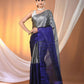 Exclusive Collection Beautiful Gray Blue Tissue Silk Hand Weaving Handloom Saree With Running Blouse Piece - Swadesiicart