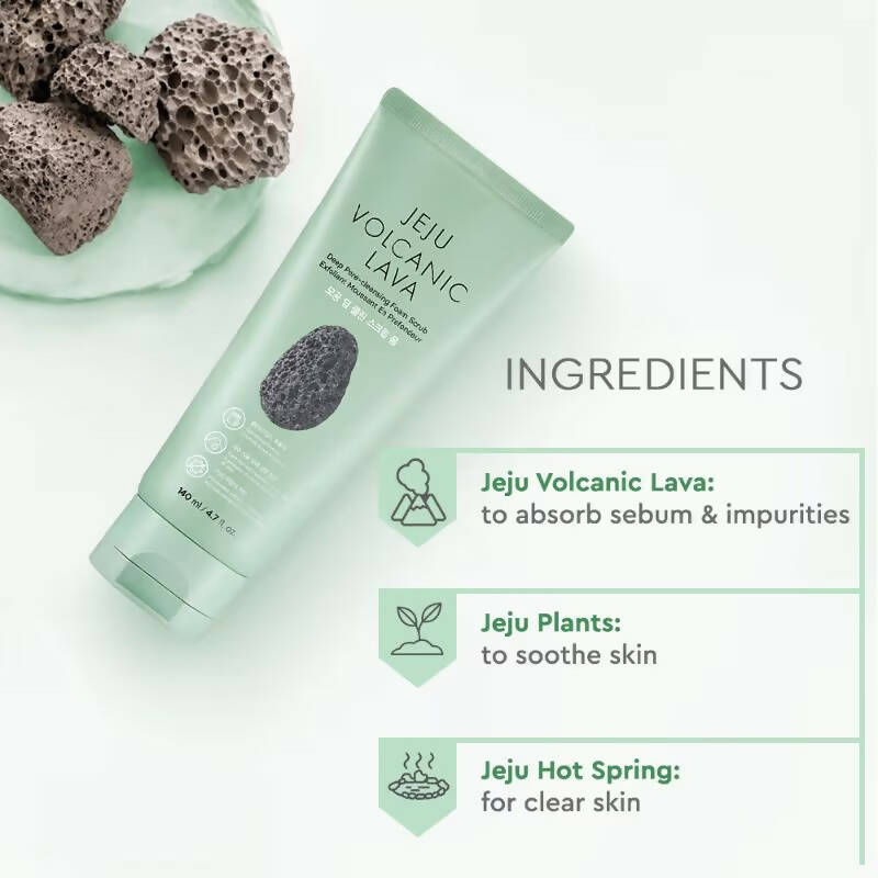 The Face Shop Jeju Volcanic Lava Scrub Foam - Korean Skincare | Swadesiicart