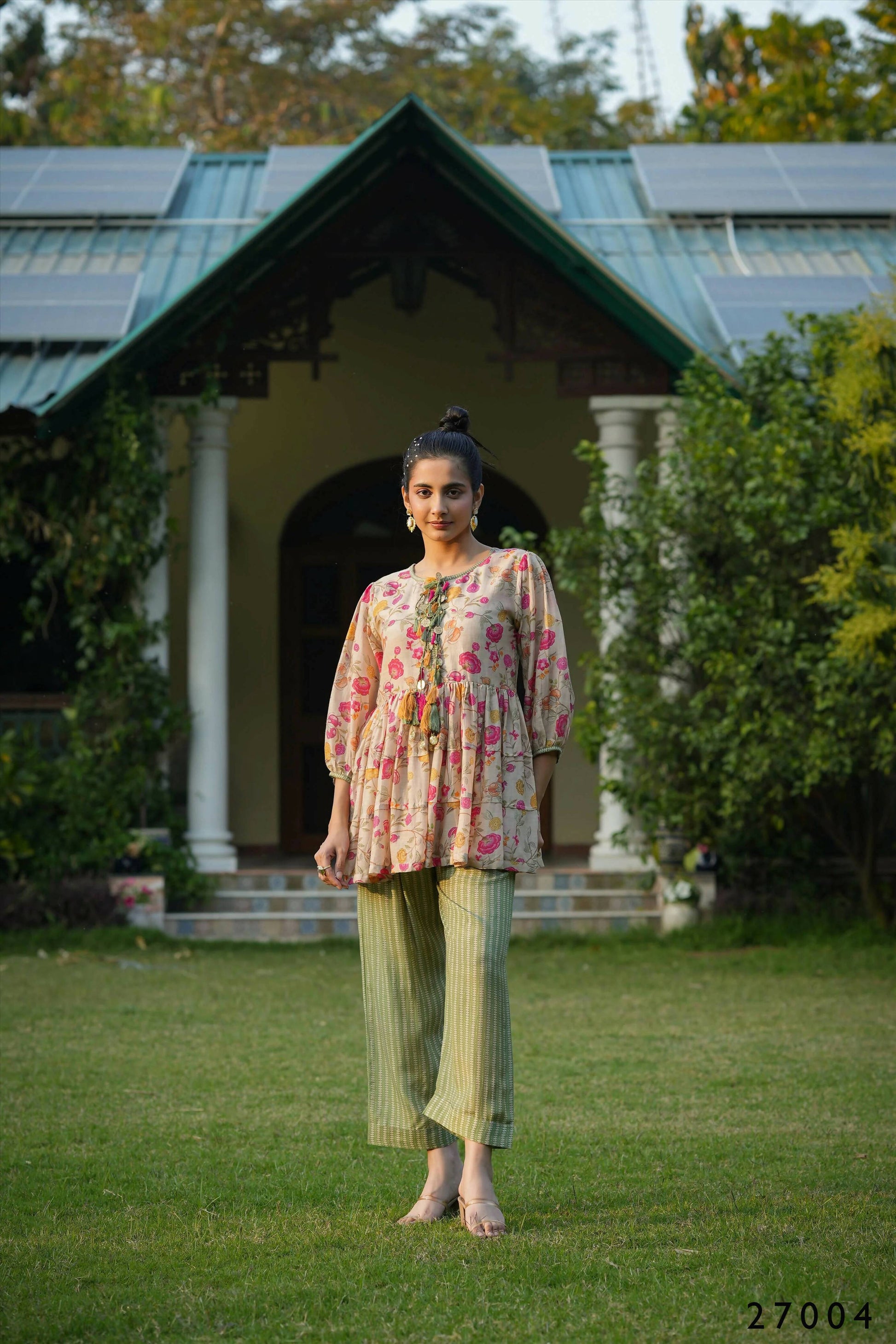 Women's Casual Fashionable Multi Mull Cotton co-ord set - Anya - Swadesiicart