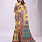 Shree Shyam Fashion Vastraloom Yellow Linen Cotton Saree