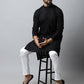 Even Apparels Black Color Pure Cotton Men's Kurta With Band Collar (STR1188) | Swadesiicart