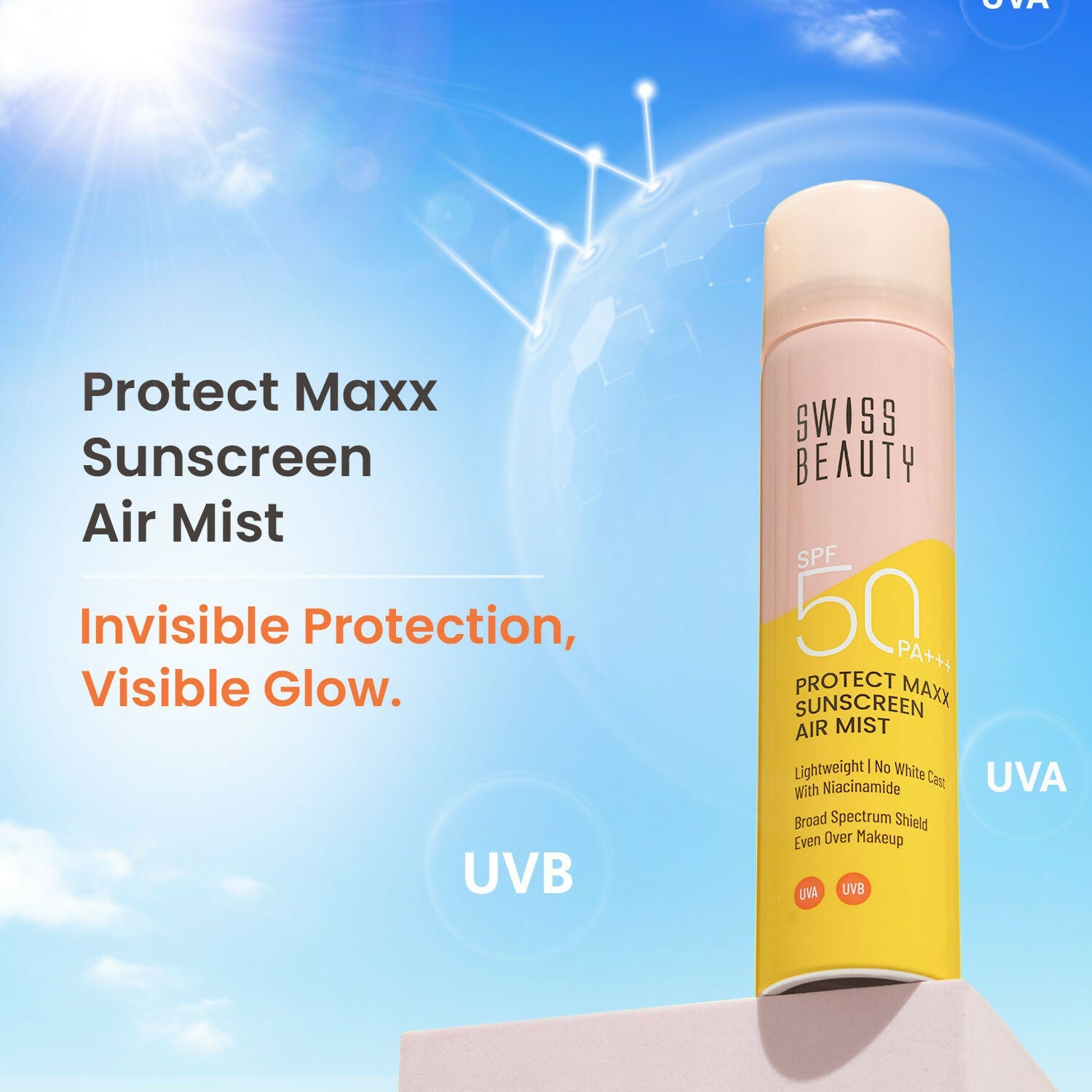 Swiss Beauty Protect Maxx Sunscreen Air Mist With SPF 50 PA+++ | Swadesiicart