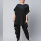 Ahalyaa Women Black Crepe Glitter Printed Kurta with Dhoti Pants | Swadesiicart