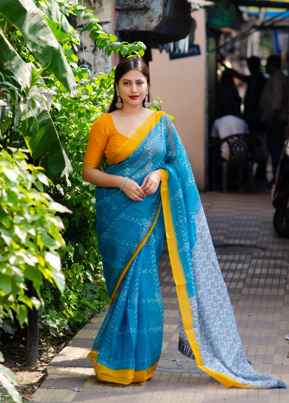 Rama Polycotton Ethnic Motifs Saree with Unstitched Blouse - Hiral Fashion | Swadesiicart