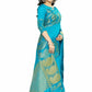 Mimosa Women's Banarasi Tussar Silk Turquoise Blue Saree | Swadesiicart