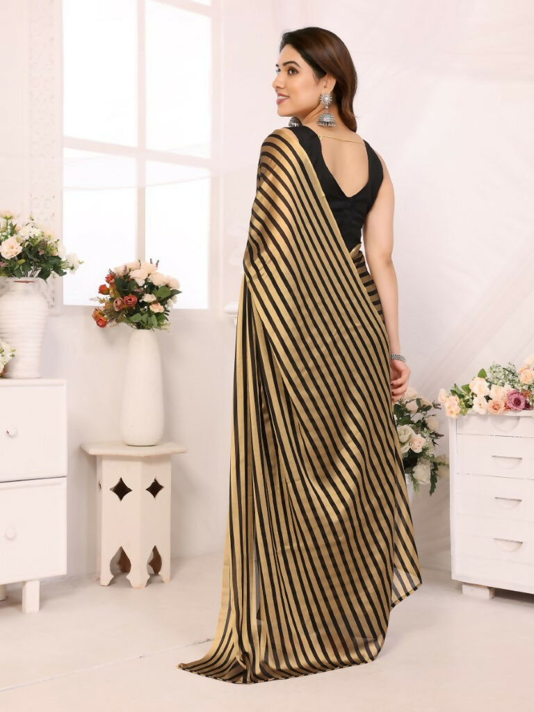 Designer Partywear Black & Silver Georgette Fancy Saree - Satrangi | Swadesiicart