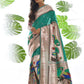 Vishnu Weaves Women's Rama Paithani Silk Zari Woven Saree with Unstitched Blouse - Swadesiicart