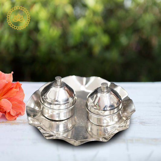Stainless Steel Haldi Kumkum Holder - Swadesiicart