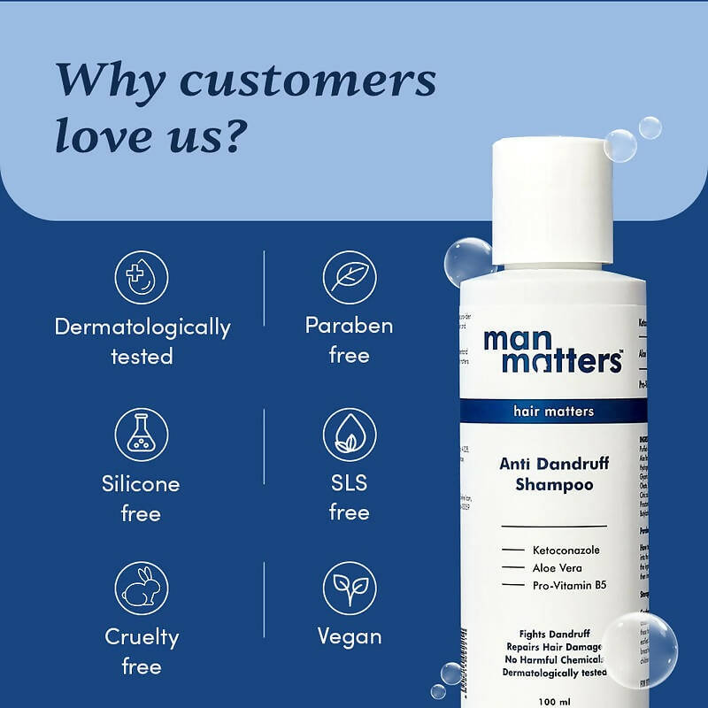 Man Matters 1% Ketoconazole Anti-Dandruff Shampoo, Reduces Itching & Dandruff - Swadesiicart