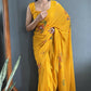 Aayaa Designer 1 min Hand Painted Ready to Wear saree - Mustard Yellow | Swadesiicart