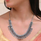 VOJ Silver-Toned Silver-Plated Oxidized Necklace | Swadesiicart