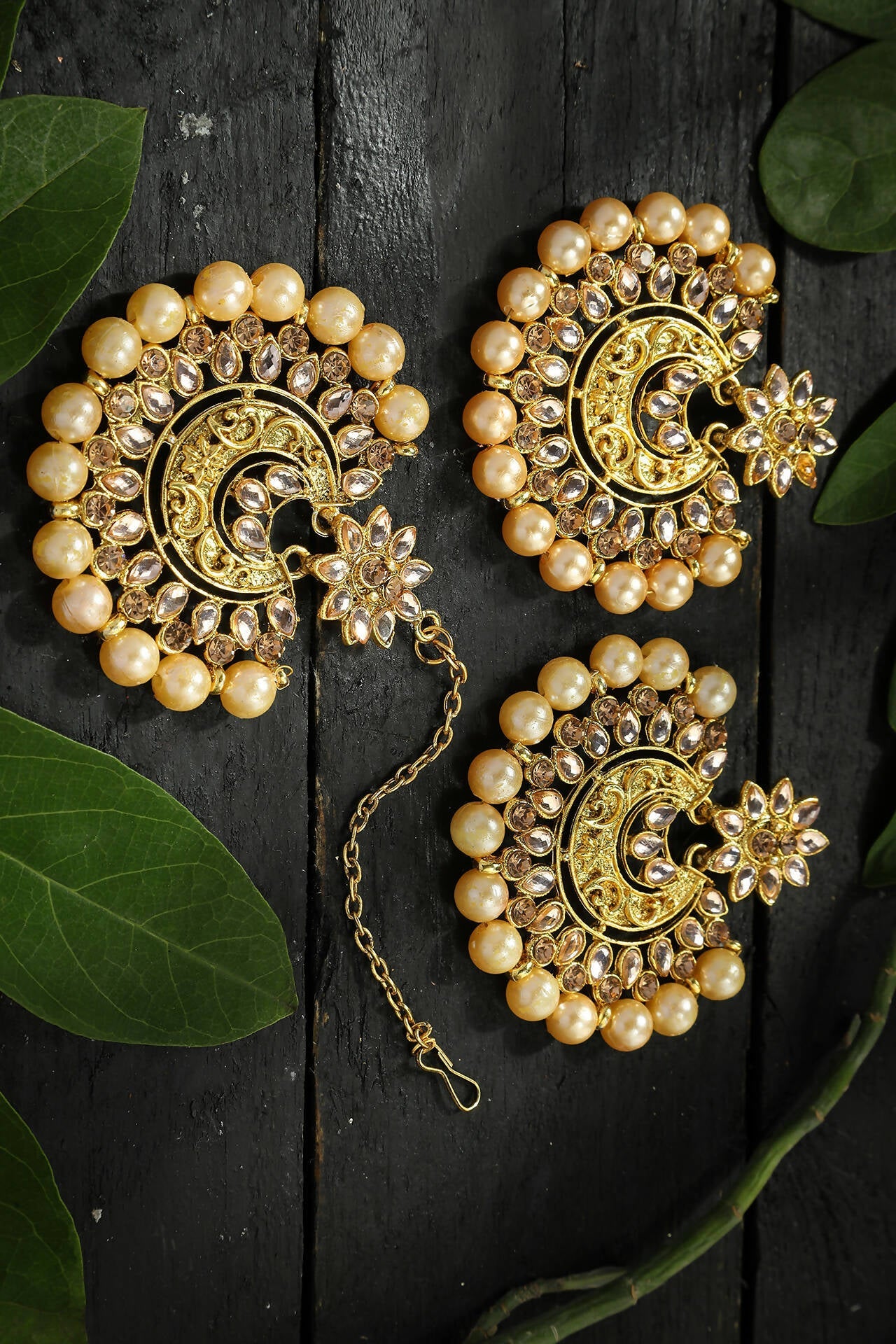 Mominos Fashion Joharkamal Kundan work Earrings with Tika - Mominos Fashion