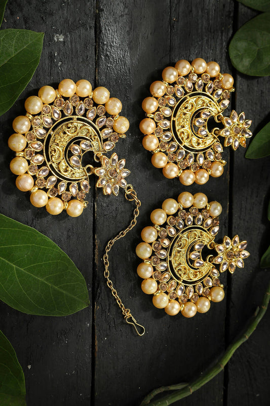 Mominos Fashion Joharkamal Kundan work Earrings with Tika - Mominos Fashion