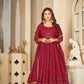 Jyoti Fashion Women's Maroon Georgette Embroidered Anarkali Kurta Pant Set With Dupatta | Swadesiicart