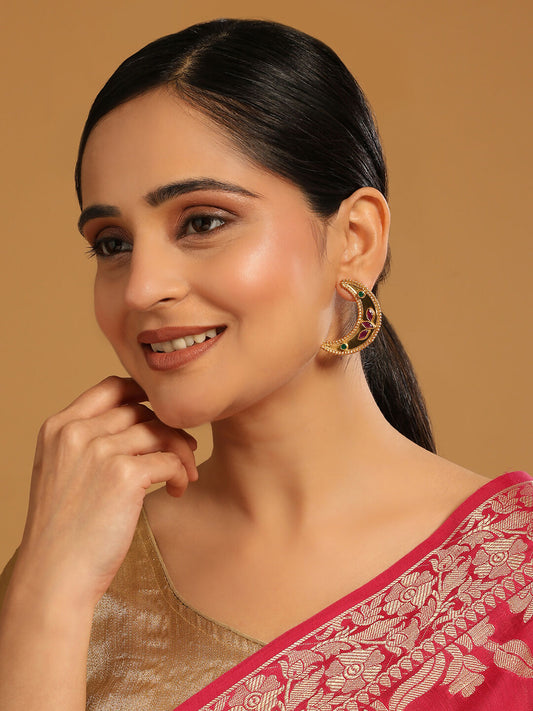 Nuyug 22K Gold Plated Pink Lunar Earrings | Swadesiicart