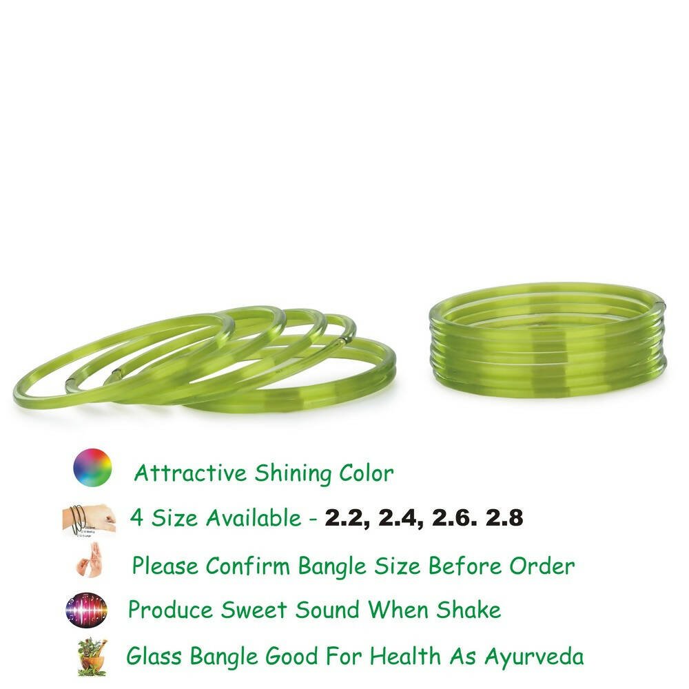 Afast Shining Green Glass Wedding, Party, Daily Use Bangle Set, Set Of 12 - Swadesiicart