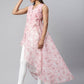 Ahalyaa Women Pink Organza Digital Printed Dress | Swadesiicart