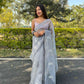 Vamsee Samriddhi Grey Organza Saree - Swadesiicart