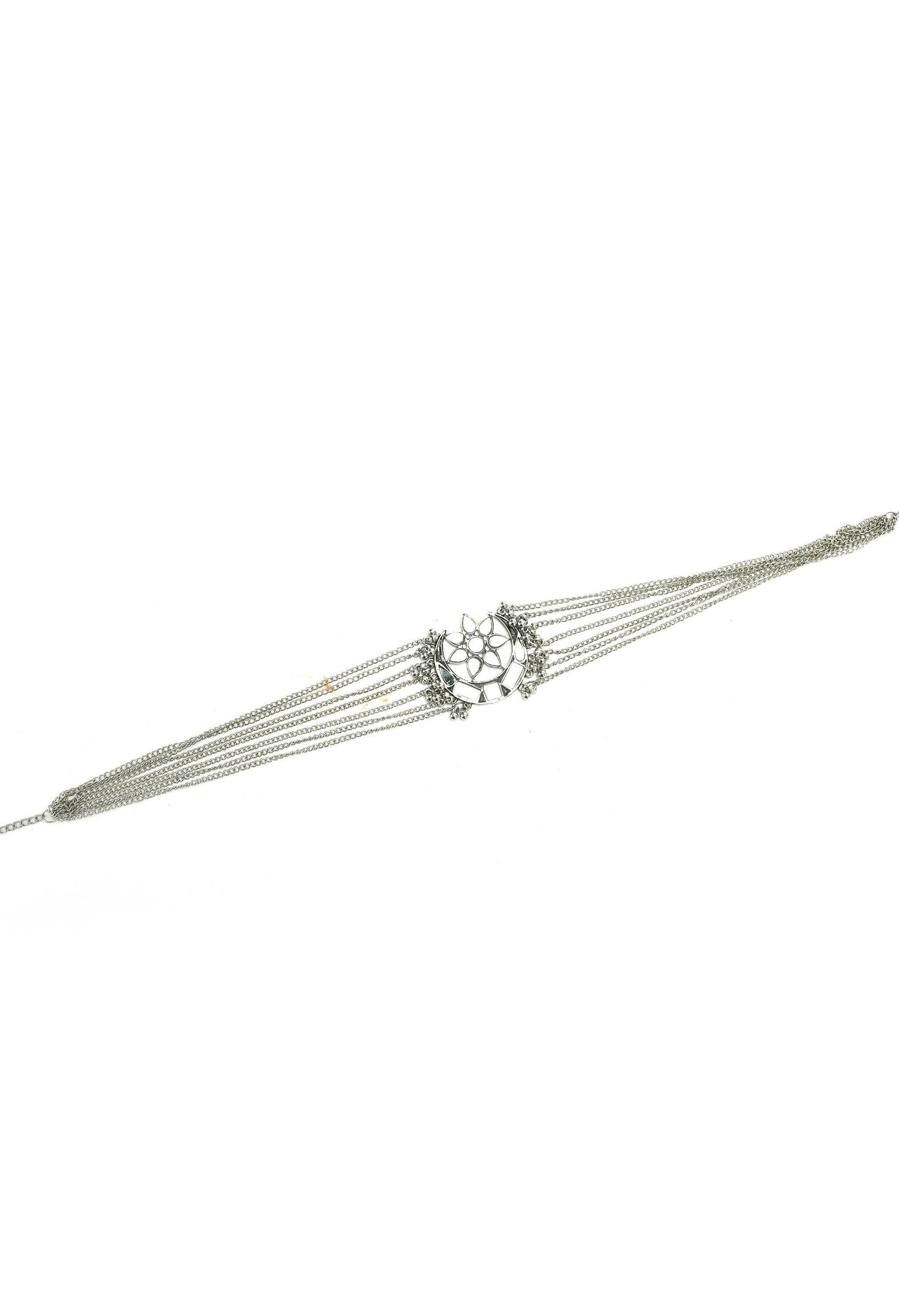 Mominos Fashion Johar Kamal Silver-Plated Brass Finish Mirror Work Choker For Women | Swadesiicart