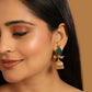 Nuyug 22K Gold Plated Emerald Stone Studded Ethnic Jhumkas | Swadesiicart
